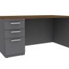 Single Ped Graphite Classic Desk 30" x 60" Bar Pull
