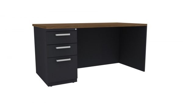 Single Ped Charcoal Classic Desk 30" x 60" Bar Pull