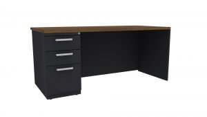 Single Ped Charcoal Classic Desk 30" x 66" Bar Pull