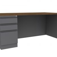 Single Ped Graphite Classic Desk 30" x 66" Self Pull
