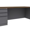 Single Ped Graphite Classic Desk 30" x 72" Self Pull
