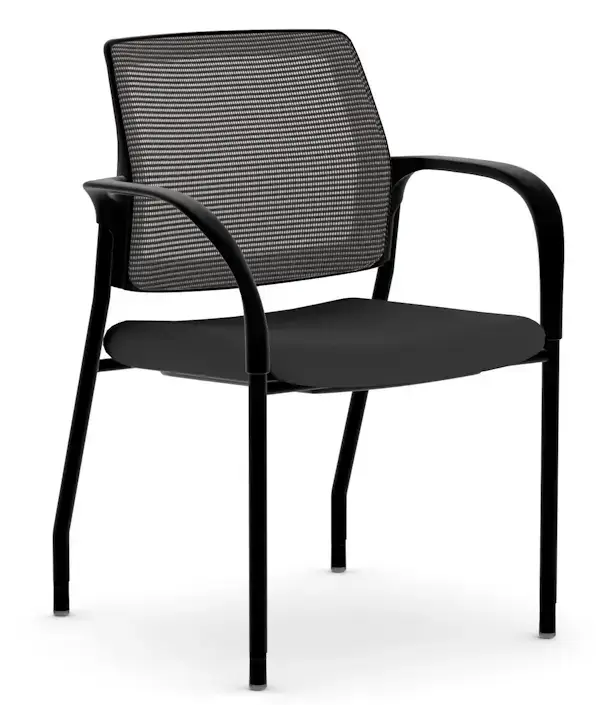 Front 45-degree view of the HON Ignition Guest/Multipurpose Chair with Glide