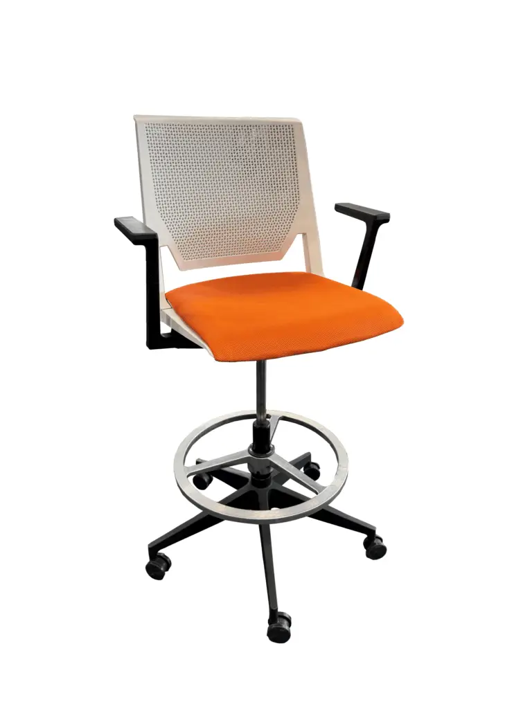 Front 45-degree view of Haworth Very Stool in Orange