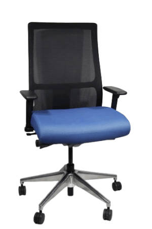 HON Ignition Task Chair; Mid-Back Tilt Ten; Adj. Back Height; Black Frame and Mesh Back; Polished Aluminum Base; Adj Arms - Up/Down, In/Out; Hard Caster