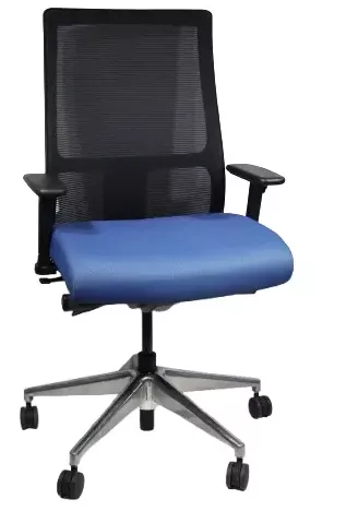 HON Ignition Task Chair; Mid-Back Tilt Ten; Adj. Back Height; Black Frame and Mesh Back; Polished Aluminum Base; Adj Arms - Up/Down, In/Out; Hard Caster