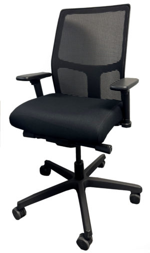 HON Black Task Chair; Black Mesh Mid Back; Black Seat Pan w/Seat Slide; Adjustable Arms; Tilt Lock