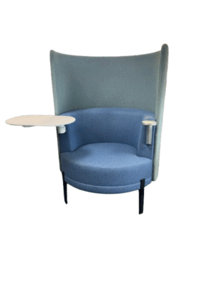 Nein Kamper Chair; Radius; Round; On legs; Fabric Color: Blue Teal