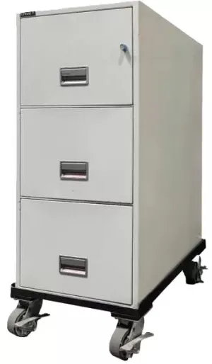 Schwab 3 Drawer Lt. Gray File; 3 Drawers Vertical; Legal Width; Media File Drawer; Size: 19 3/4"W x 31"D x 41 1/2"H; Color: Lt. Gray