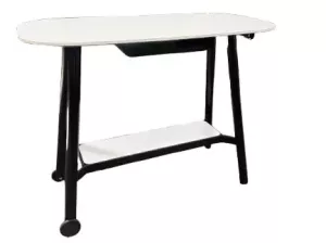 Nienkamper Table; 38"H X 48"L X 24"W: Casters; Black Base; Designers White Top