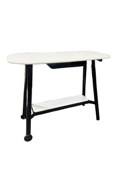 Nienkamper Table; 38"H X 48"L X 24"W: Casters; Black Base; Designers White Top