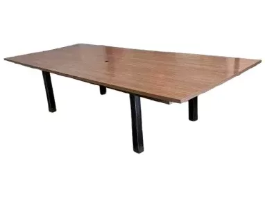 Conference Table, 54"W x 120"L, Raw Steel Base, Natural Walnut Laminate