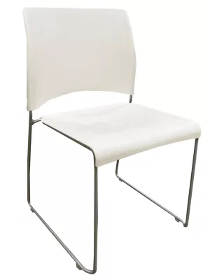 Allsteel White Side Chair, Grey Frame, White Seat