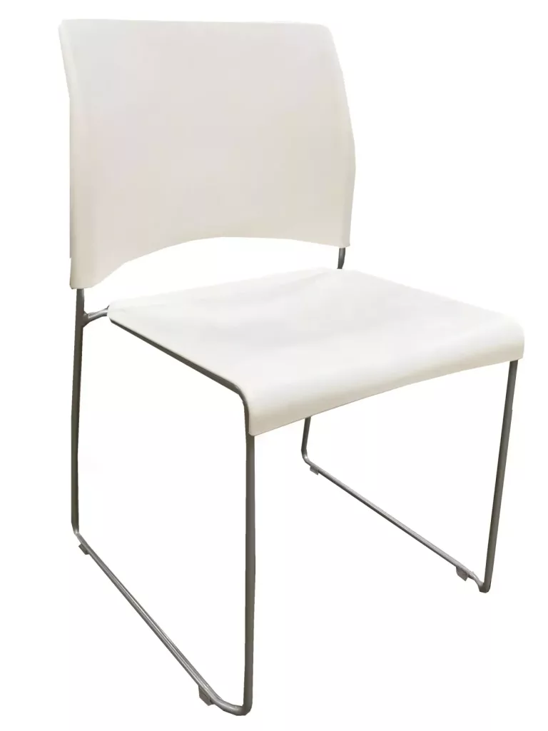 Allsteel White Side Chair, Grey Frame, White Seat