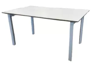 White Table, 36"Wx 60"L, White Laminate, Silver Base
