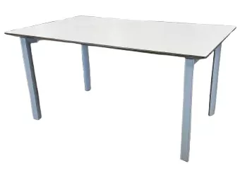 White Table, 36"Wx 60"L, White Laminate, Silver Base