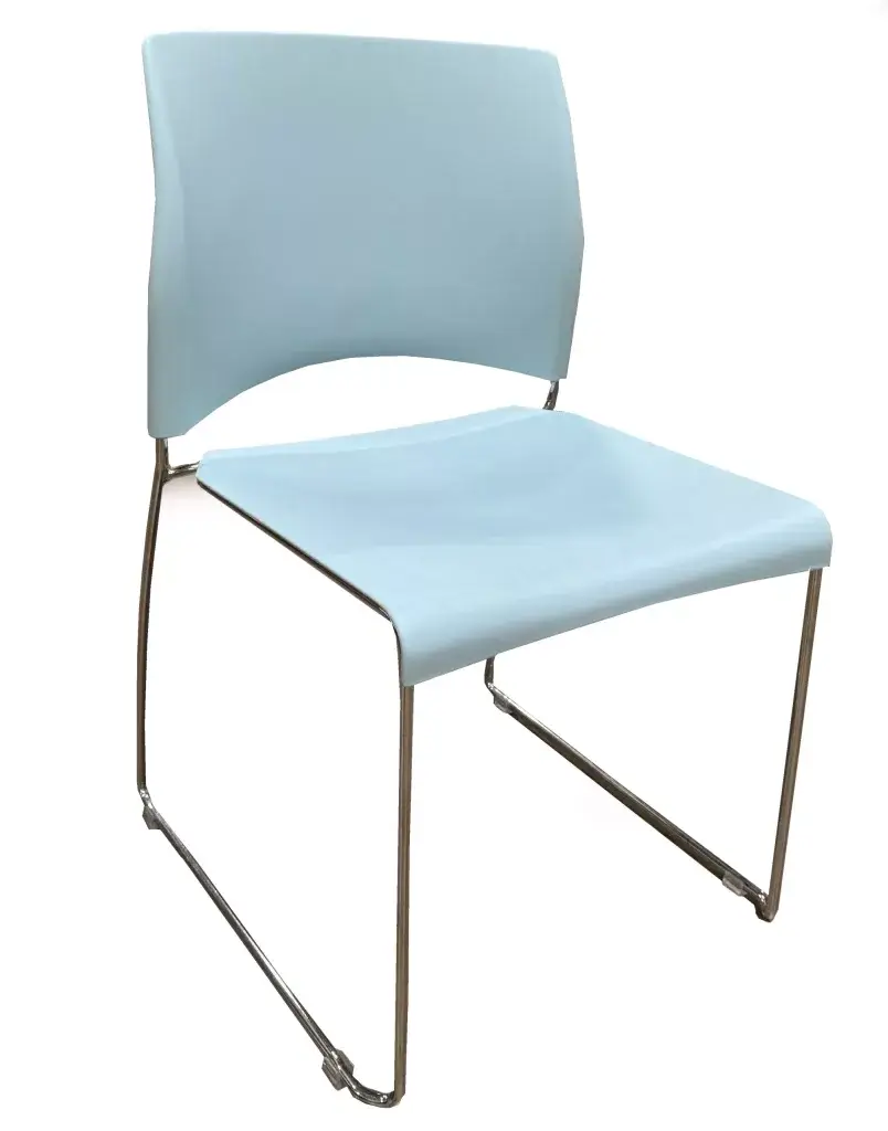 Allsteel Light Blue Side Chair, Chrome Frame, Light Blue Seat