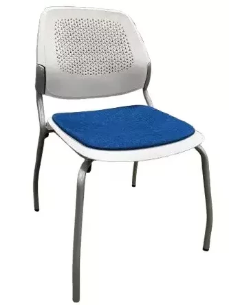 Allsteel Side Chair, Stacking, Blue Fabric Seat, Flex Back