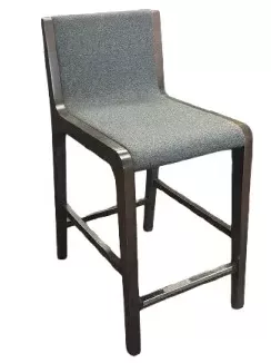OFS Chair, Walnut Base, Grey Fabric