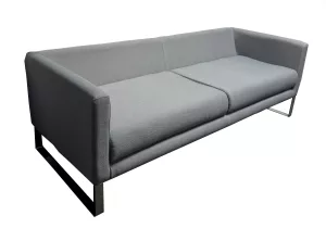 OFS Sofa, Mid Grey/Blue Fabric, Chrome Base