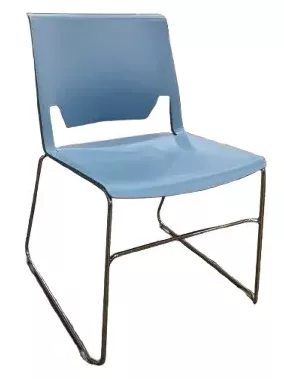 Haworth Very Stack Chair, Mid Seat Blue, Silver Base