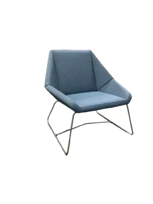 Arcadia Lounge Chair, Mid Back, Sled Base, Slate Blue Vinyl Seat Color