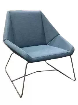 Arcadia Lounge Chair, Mid Back, Sled Base, Slate Blue Vinyl Seat Color