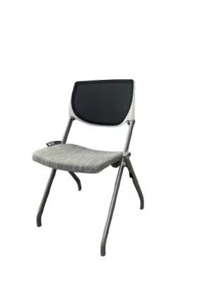 Allsteel Nesting Chair, Grey Frame, Charcoal Mesh Back, Grey/White Mix Seat