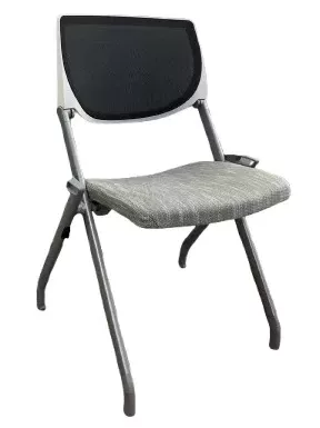 Allsteel Nesting Chair, Grey Frame, Charcoal Mesh Back, Grey/White Mix Seat