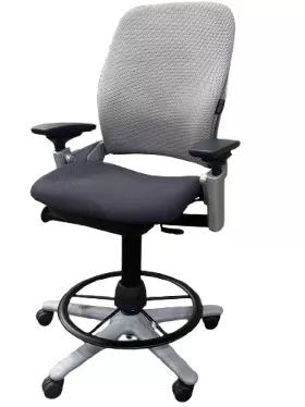 Steelcase Leap Stool, Grey Fabric Seat, Tan Back, Adjustable Arms
