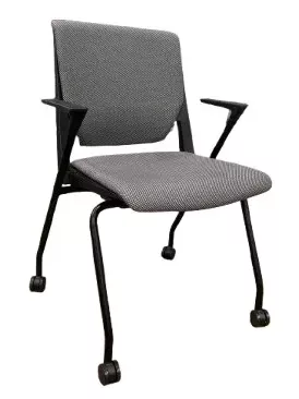 Haworth Very Side Chair w/Casters, Fixed Back, Black Frame, Mid Grey Fabric