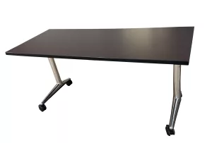 Training Table w/Caster, 24" X 60", Laminate: Walnut, Edge Band: Black, Base: Chrome