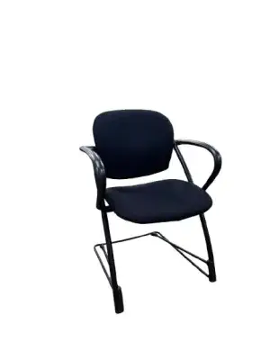 Steelcase Black Side Chair, Black Fabric, Black Frame