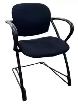 Steelcase Black Side Chair, Black Fabric, Black Frame