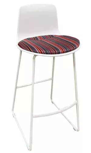 Steelcase Stool, Height 31", White Frame, Multi Color Fabric