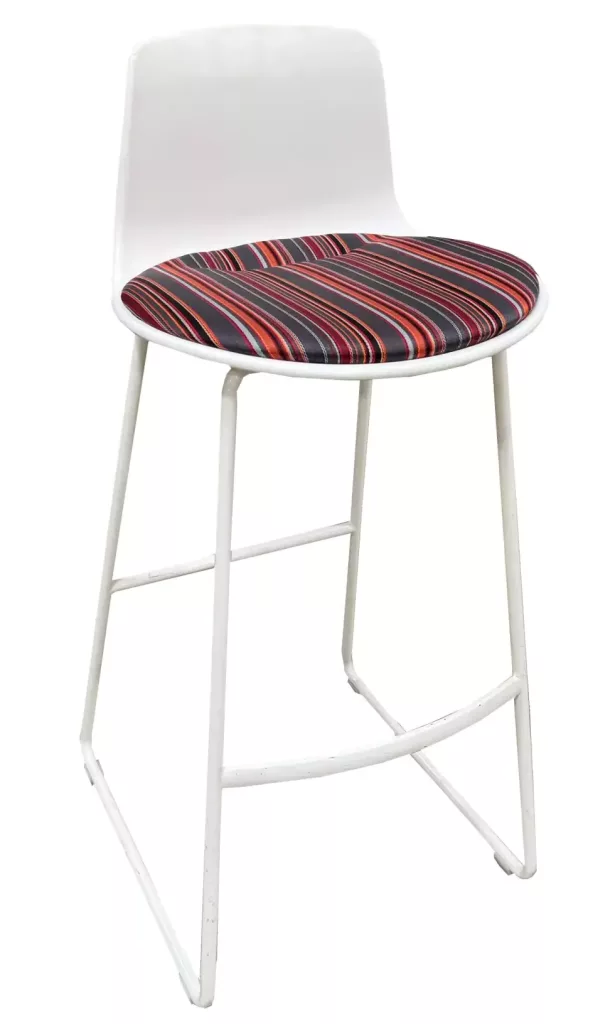 Steelcase Stool, Height 31", White Frame, Multi Color Fabric