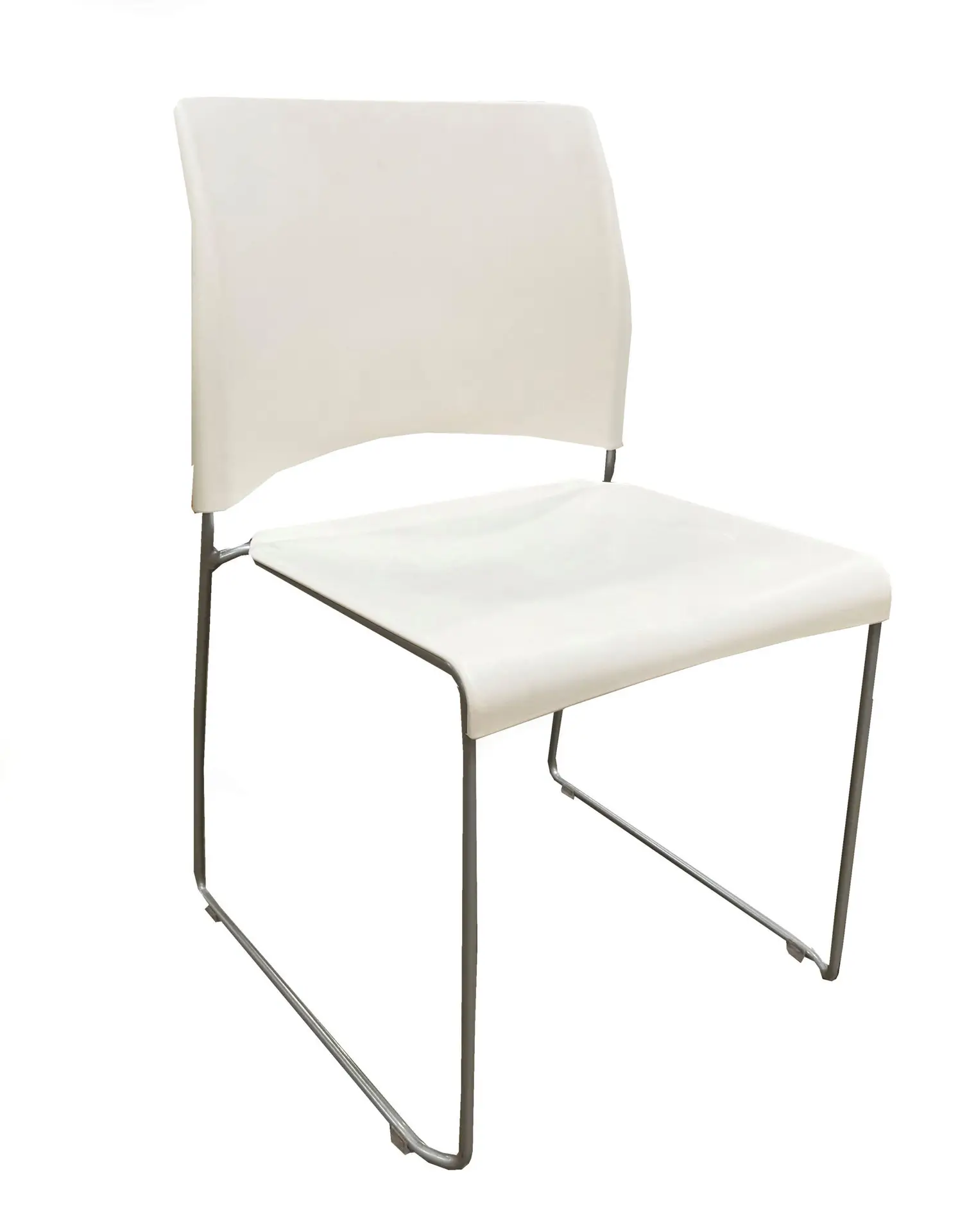 Allsteel white side chair with grey frame