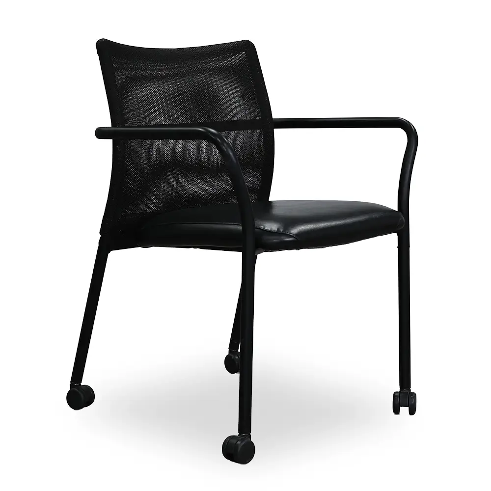 Steelcase Jersey guest chair in black shown from a front angled view.