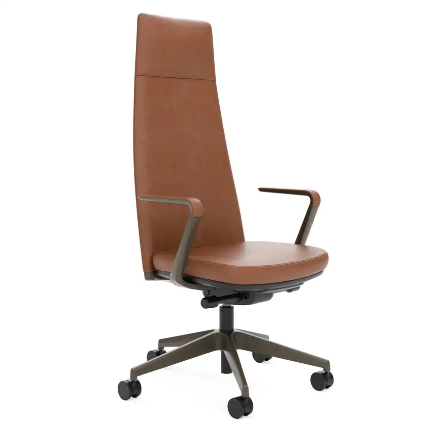 OFS Emmitt in a nice brown leather shown from a front angled view