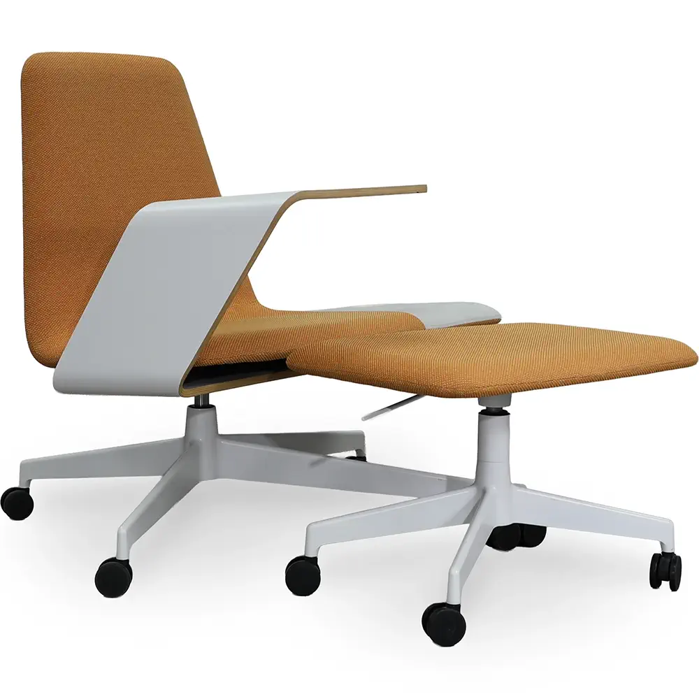 Orange Haworth Harbor Work Lounge Chair shown at a front angled view.