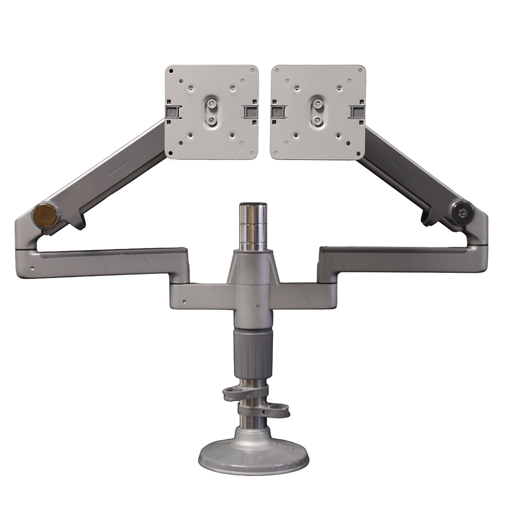 Humanscale dual monitor arm shown from the front