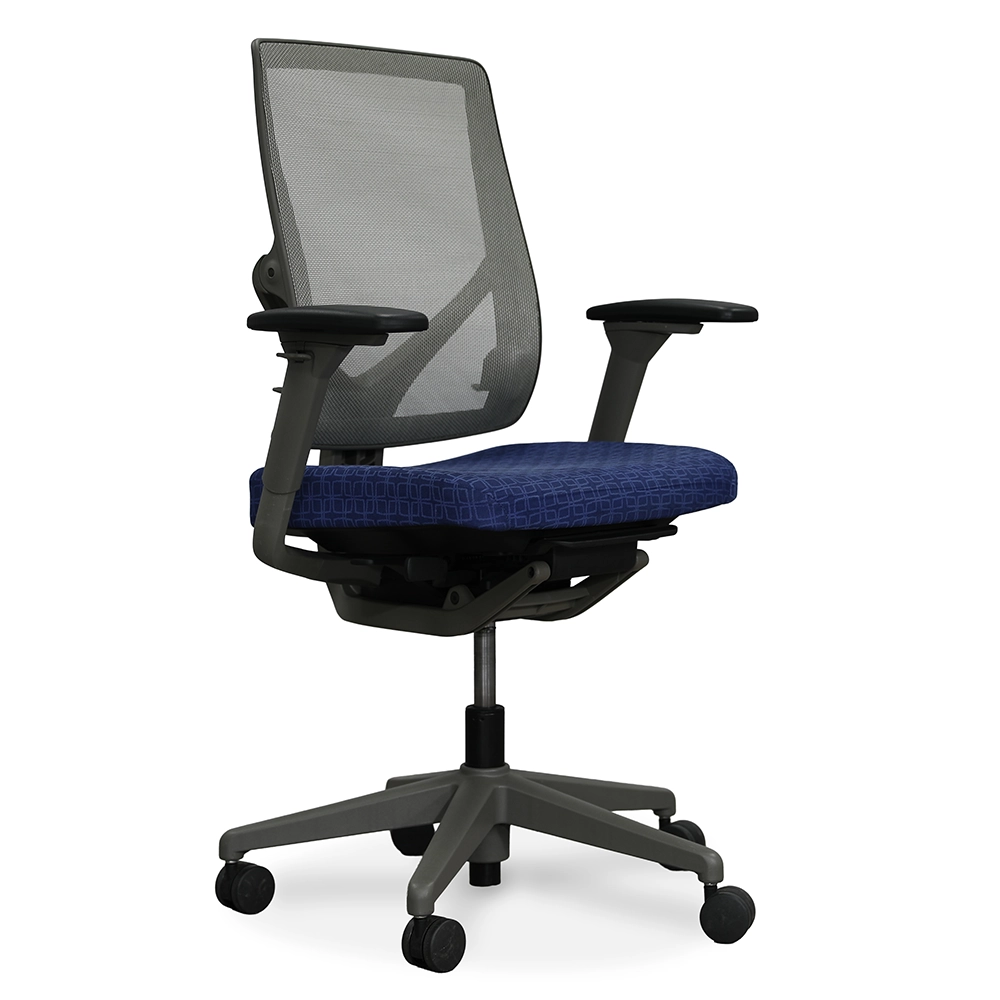 Allsteel Relate with Blue Patterned Seat shown at front angled view