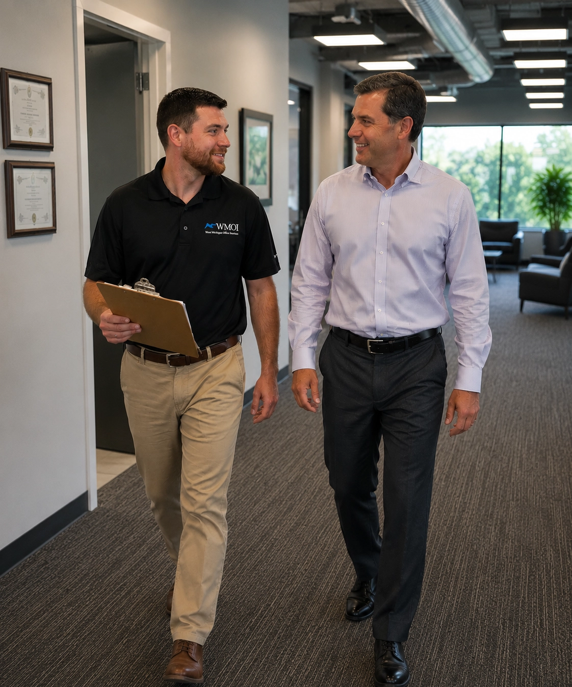 Installer completing the final walkthrough with the customer
