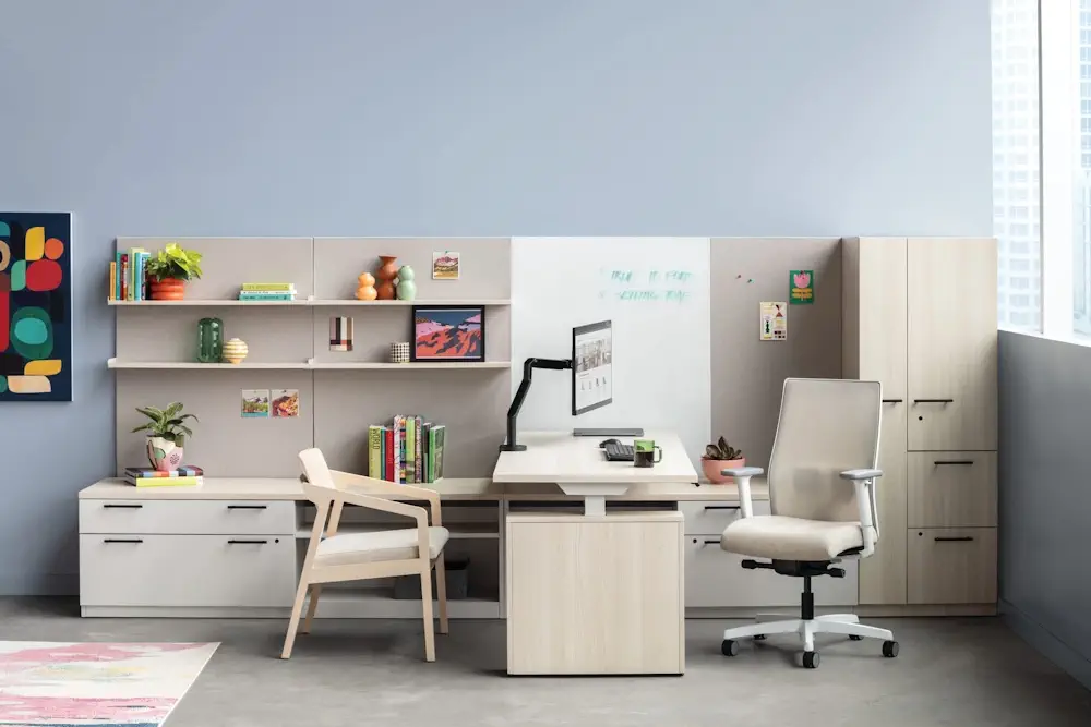 Modern office desk in a private office.
